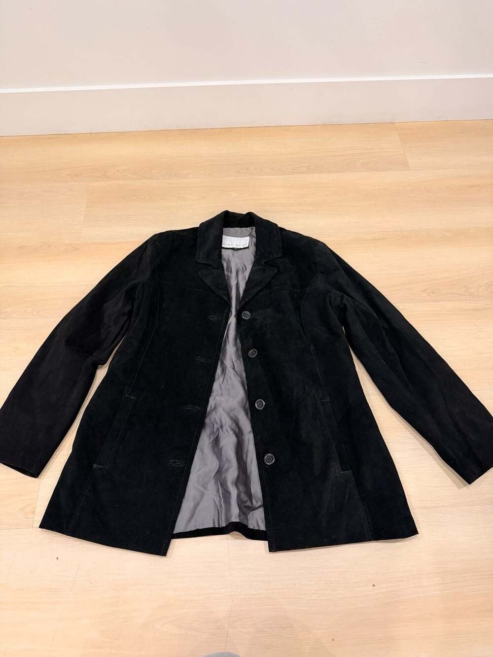Nine West Suede Leather Jacket Size L Black